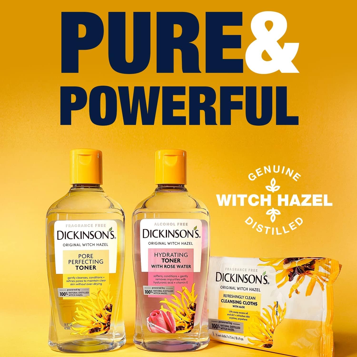 Dickinson's Original Witch Hazel Pore Perfecting Toner | 100% Natural Distilled Witch Hazel | America's #1 Toner | Refines Pores | Removes Impurities & Oil |8 Fl Oz | 6 Count