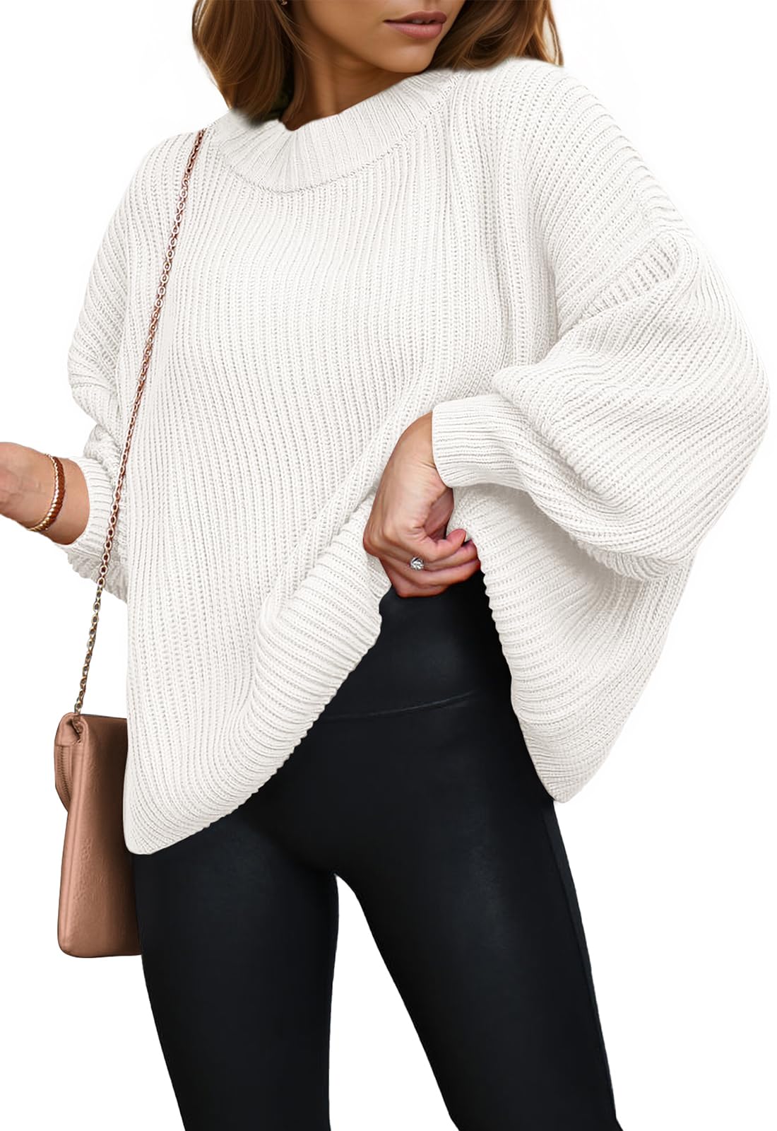 PRETTYGARDEN Womens Sweaters Spring 2026 Oversized Chunky Knitted Pullover Sweater Casual Long Sleeve Crewneck Cute Sweaters