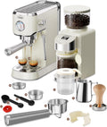 Gevi 20 Bar Espresso Coffee Machine with Burr Grinder Set | 35 Precise Grind Settings | Milk Frother for Latte Cappuccino | Professional Home Barista Kit | Gift for Coffee Lovers
