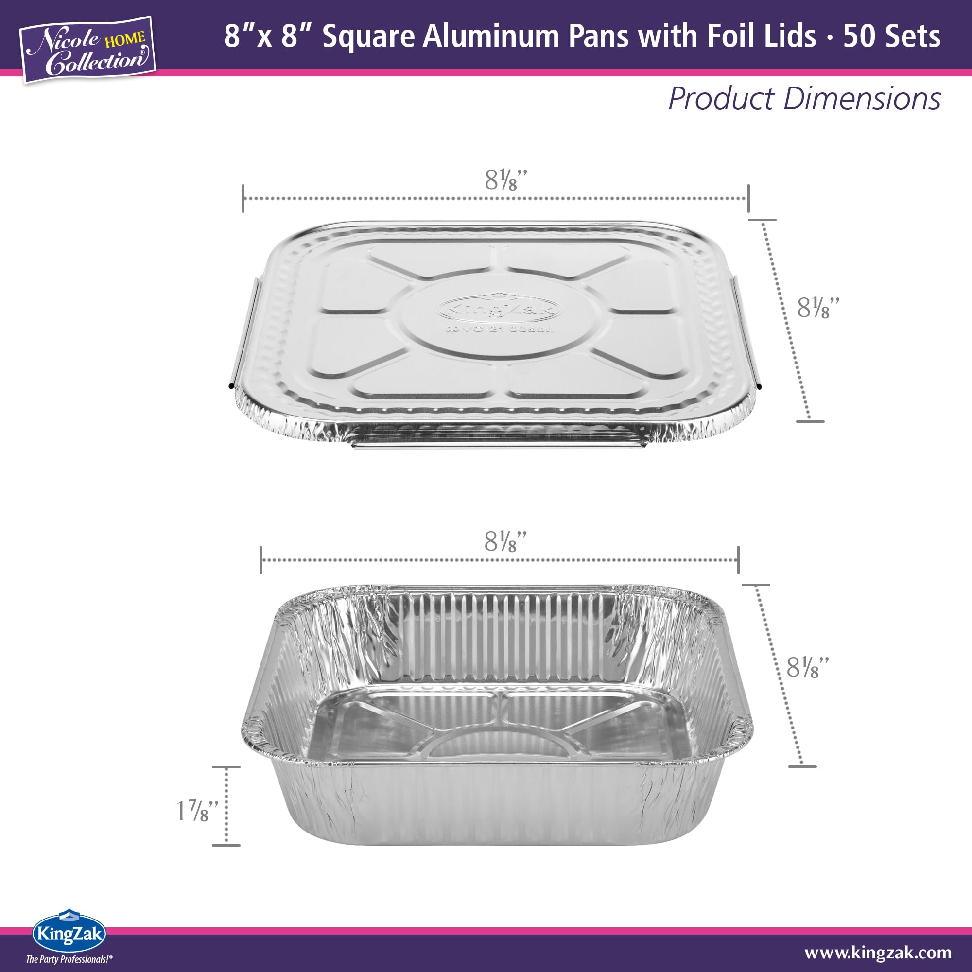 8x8 Aluminum Pans With Lids (10 Pack) 8 Inch Foil Pans With Covers - Cake Pans - Aluminum Square Pans With Lids - Disposable Food container - great For Cake Baking, Cooking, Freezing, Prepping Food