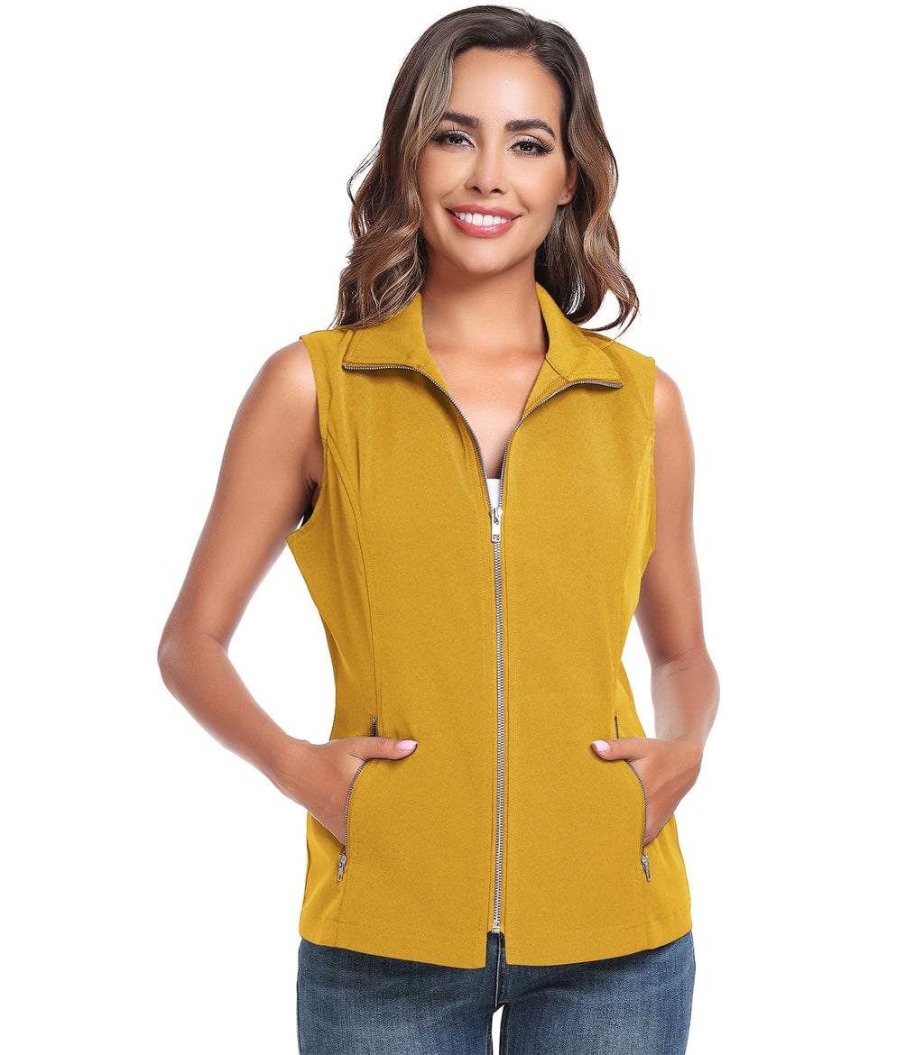 MISS MOLY Women's Lightweight Vest Casual Zip Up Utility Vest Hiking Golf Sleeveless Jackets with Pockets