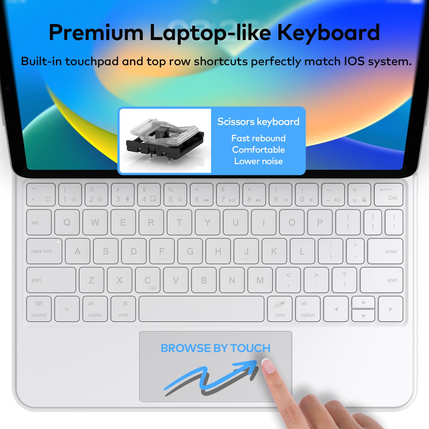 runelk Keyboard Case for iPad 10th Generation 2022 & 11th (A16, 2025) – Magic-Style Keyboard with Multi-Touch Trackpad – Floating Cantilever Stand – Magnetic Case for iPad 10.9 inch 10th / 11th Gen.