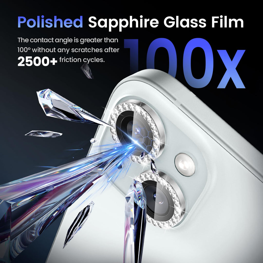 Tensea for iPhone 13 mini/iPhone 13 Camera Lens Protector, 9H Tempered Glass Camera Cover Screen Protector Metal Individual Ring for iPhone 13mini 5.4 inch /13 6.1 inch