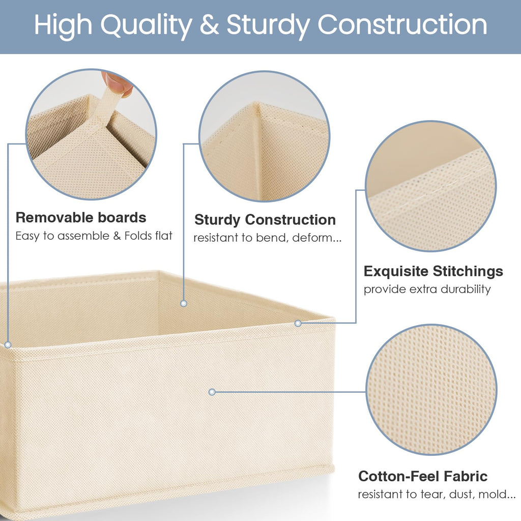 Criusia Drawer Organizer Clothes, 8 Pack Underwear Drawer Organizer, Foldable Cloth Storage Box Closet Organizers and Storage for Clothes, Socks, Scarves, Ties (Beige)