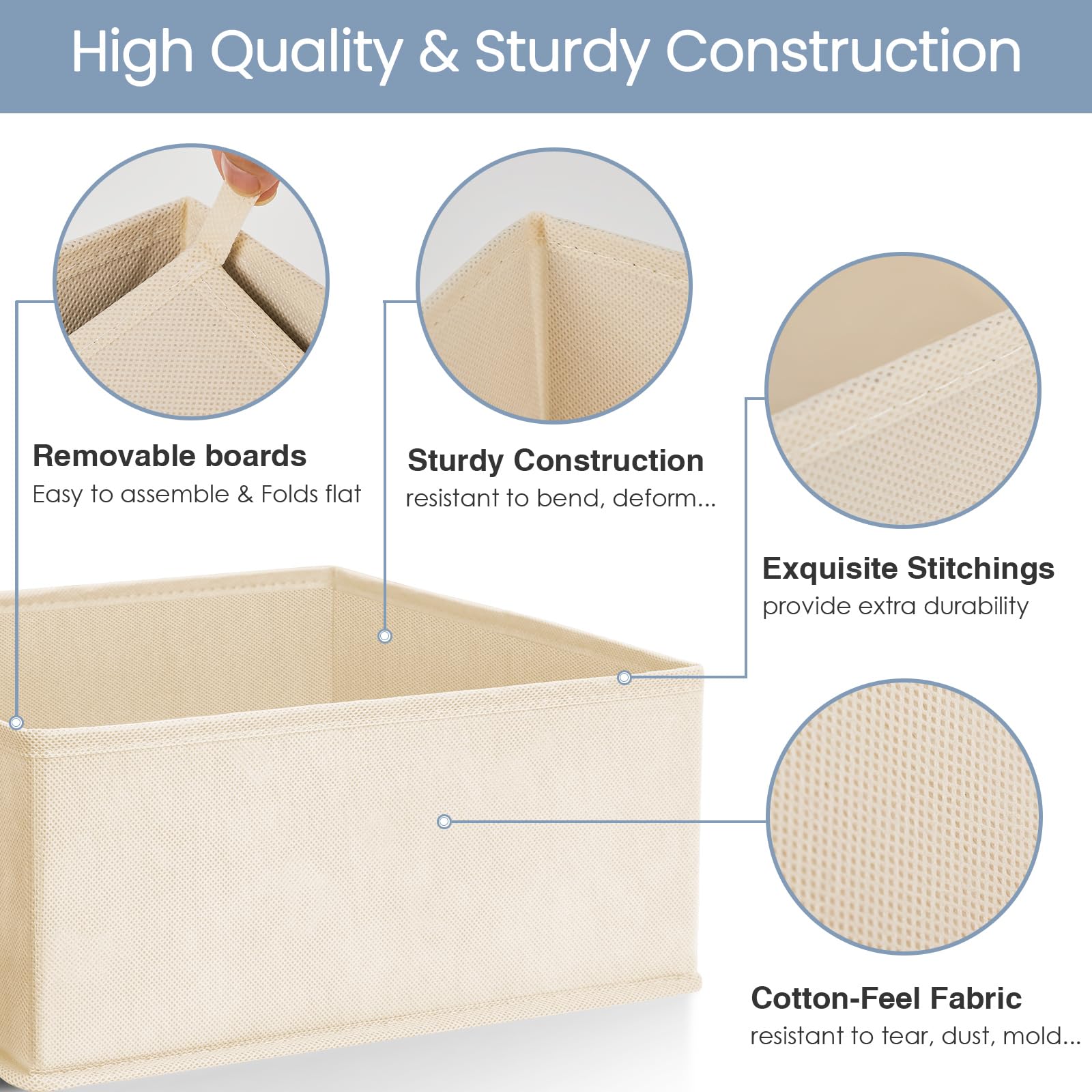 Criusia Drawer Organizer Clothes, 8 Pack Underwear Drawer Organizer, Foldable Cloth Storage Box Closet Organizers and Storage for Clothes, Socks, Scarves, Ties (Beige)