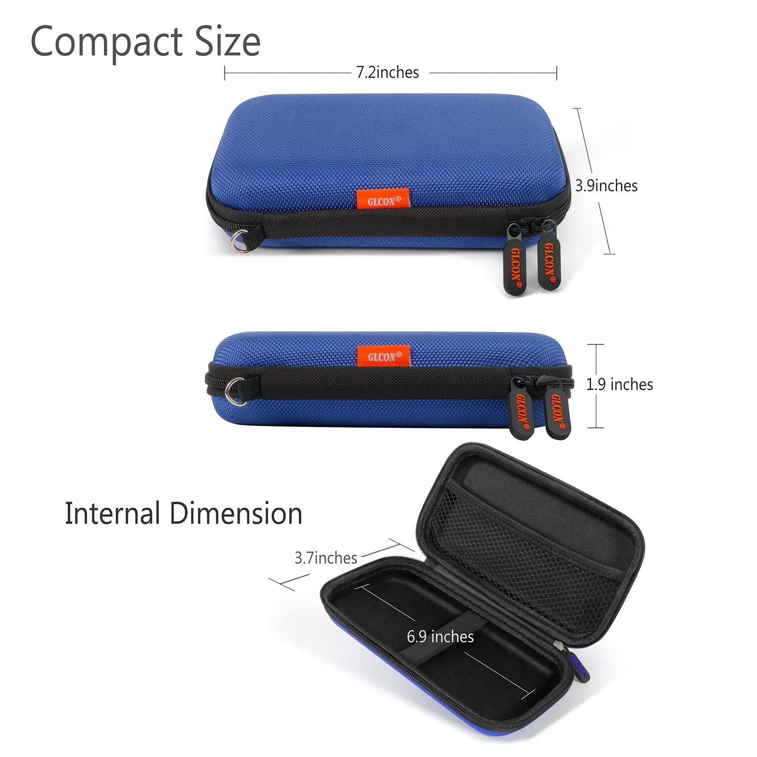 External Hard Drive Case - GLCON Shockproof EVA Carrying Case for WD My Passport Element Seagate Expansion Backup Toshiba 1TB 2TB 4TB - High Protection Portable Travel Electronic Power Bank Bag