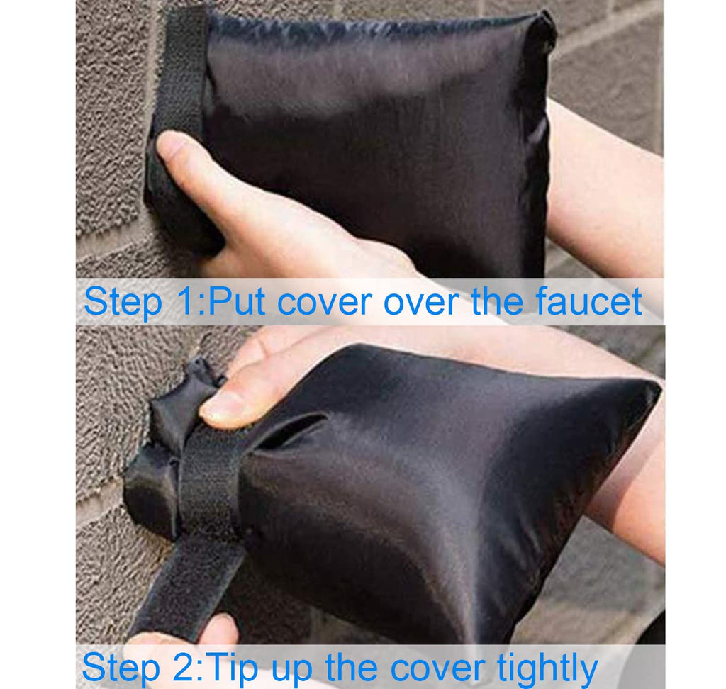 Outdoor Faucet Covers for Winter Freeze Protection, Upgraded Thicken 8.5" H x 6.1" W Outside Garden Faucet Socks for Winter Waterproof Reusable Hose Bibs Insulated Spigot Cover, 2 Pack Black