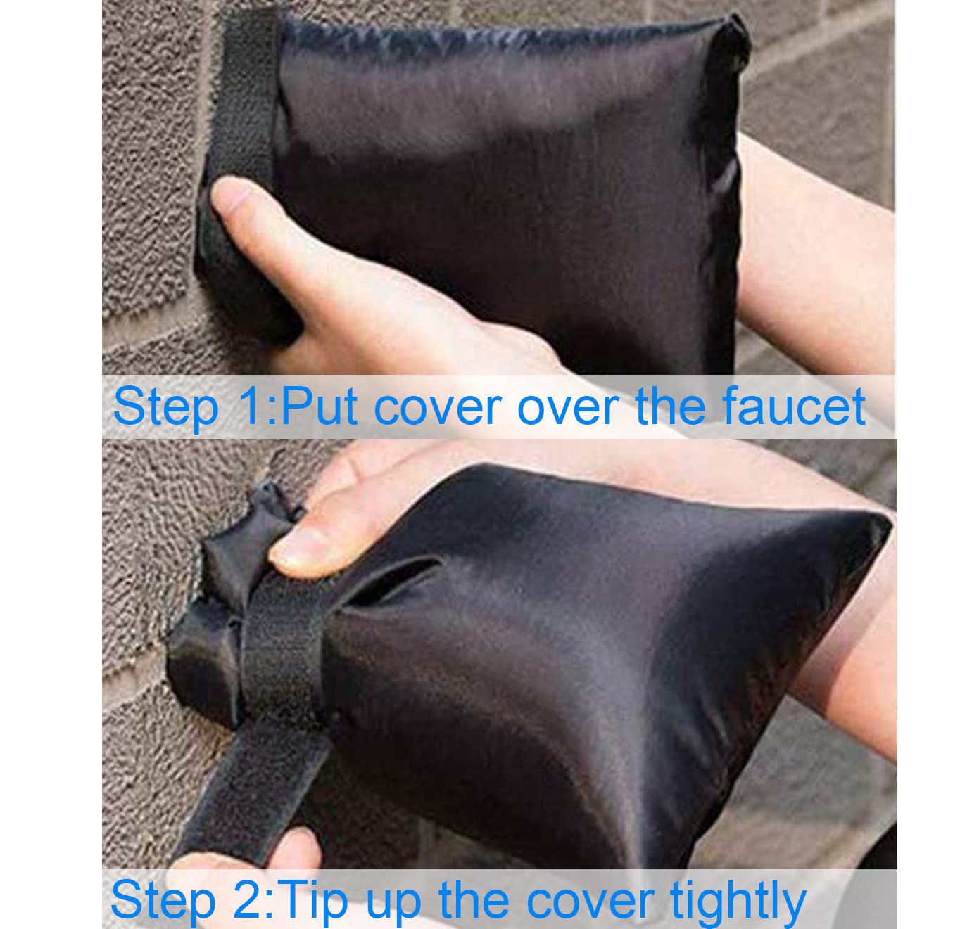 Outdoor Faucet Covers for Winter Freeze Protection, Upgraded Thicken 8.5" H x 6.1" W Outside Garden Faucet Socks for Winter Waterproof Reusable Hose Bibs Insulated Spigot Cover, 2 Pack Black