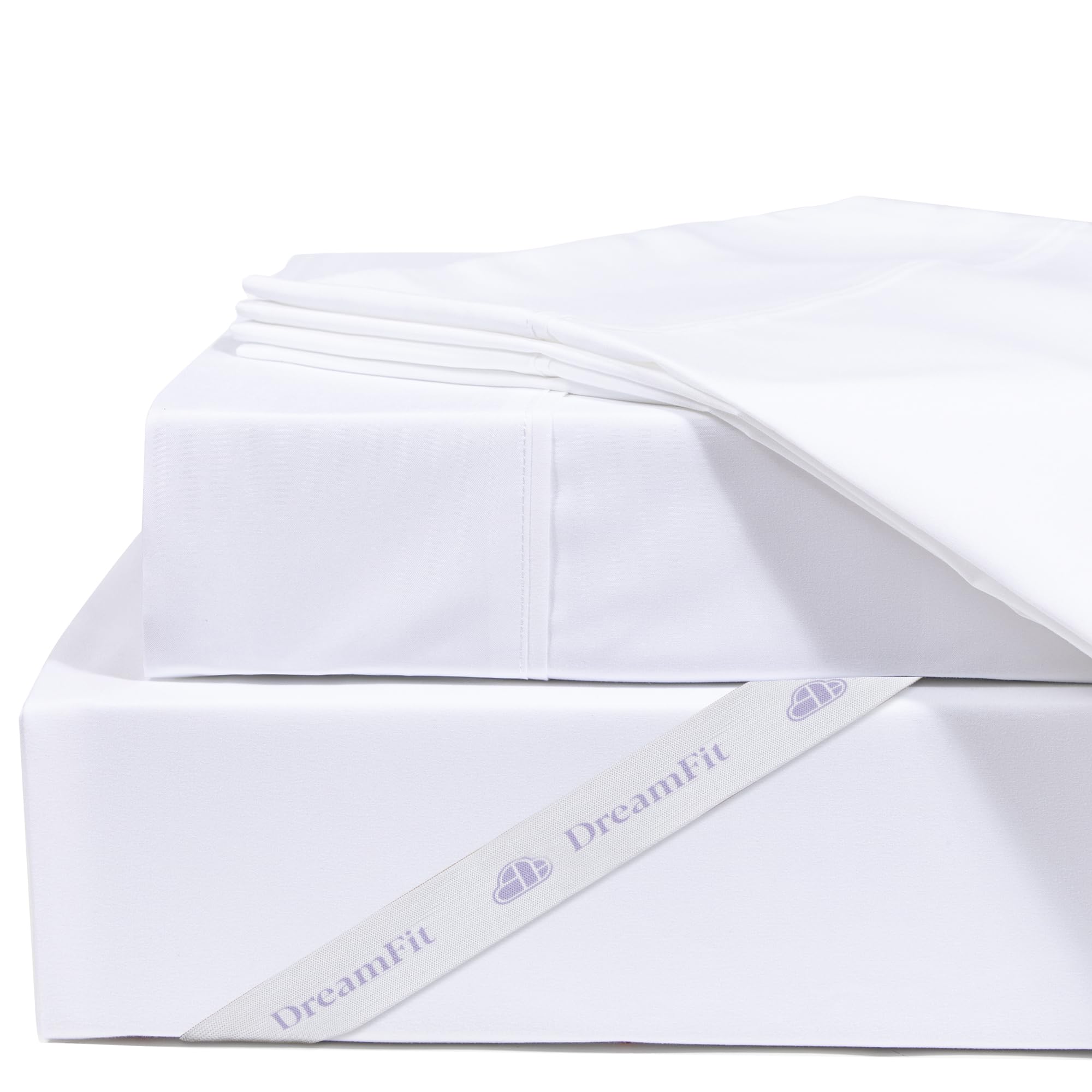 DreamFit DreamChill Cooling Bamboo Viscose Sheets For Hot Sleepers With Elastic Corner Straps 20 inch Extra Deep Pocket Breathable Silky Soft 100% Crafted in USA Twin Sheet Set Blue