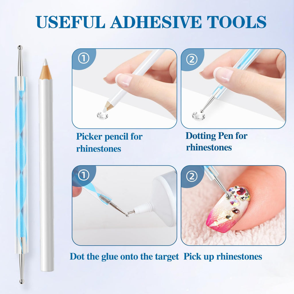 110 ml B7000 Adhesive for Crafts, Clear Glue with Spreaders and Dotting Pen Tool, Multipurpose for Rhinestones, Fabric, DIY, Makeup, Shoes, Jewelry Making, Nail Art