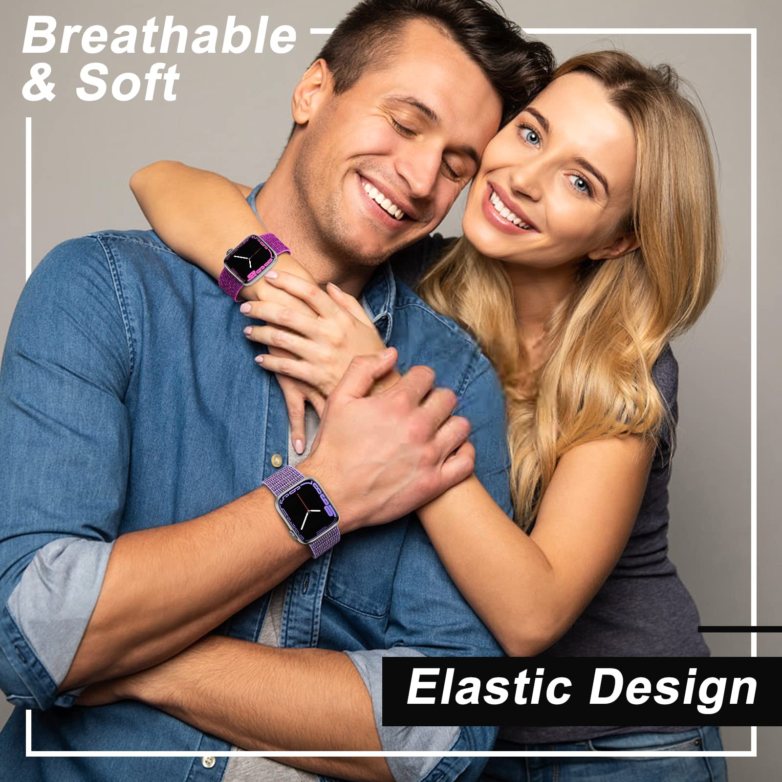 Nylon Sport Band Compatible with Apple Watch Band 38mm 40mm 41mm 42mm 44mm 45mm 46mm 49mm, Adjustable Breathable Women Men Braided Strap Loop for iWatch Series 11/10/9/8/7/6/5/SE Ultra 3/2/1
