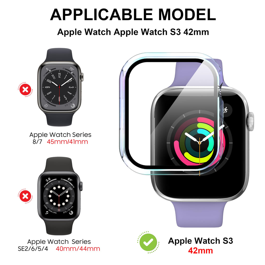 Diruite 2-Pack for Apple Watch Series 3/2/1 38mm Case, Ultra-Thin All-Around Tempered Glass Screen Protector Protection Cover for iWatch 38mm - Black