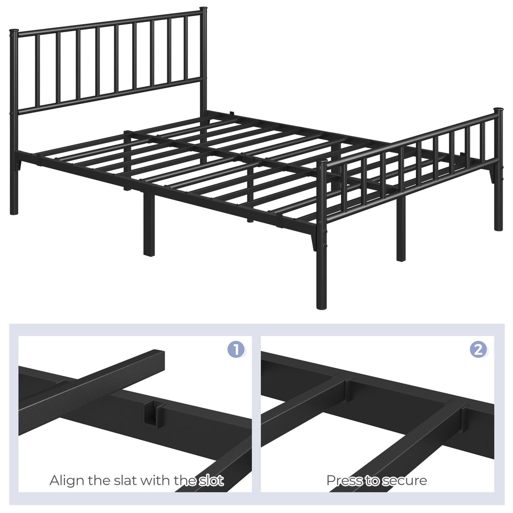 Yaheetech Twin Bed Frame Metal Platform Bed Frame Mattress Foundation with Spindle Headboard & Footboard/No Box Spring Needed/14 Inch Underbed Storage/Firm Support & Easy Set up Structure, Black