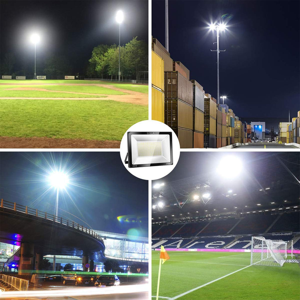 2 Pack 100W LED Flood Light Outdoor, 8000LM Super Bright Security Lights, 550W Equivalent, IP66 Waterproof, 3000K Warm White, Outside Floodlight for Garage, Garden, Lawn and Yard