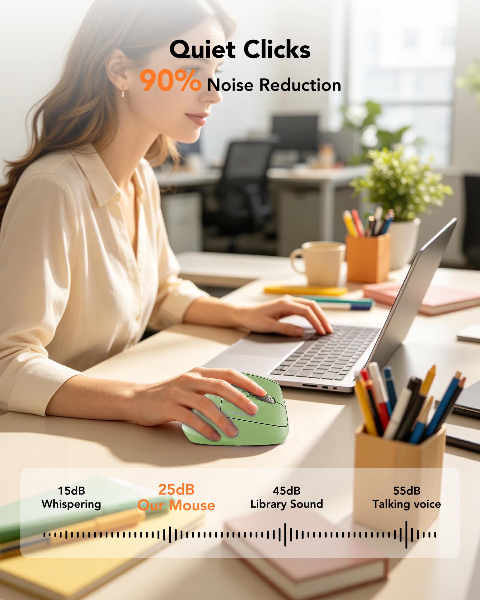 KYSONA Ergonomic Mouse Wireless, Bluetooth Vertical Mouse, 5-Level Adjustable DPI, 2.4G Silent Switch Mice for Windows, MacOS, IPadOS, Laptop, PC, Black
