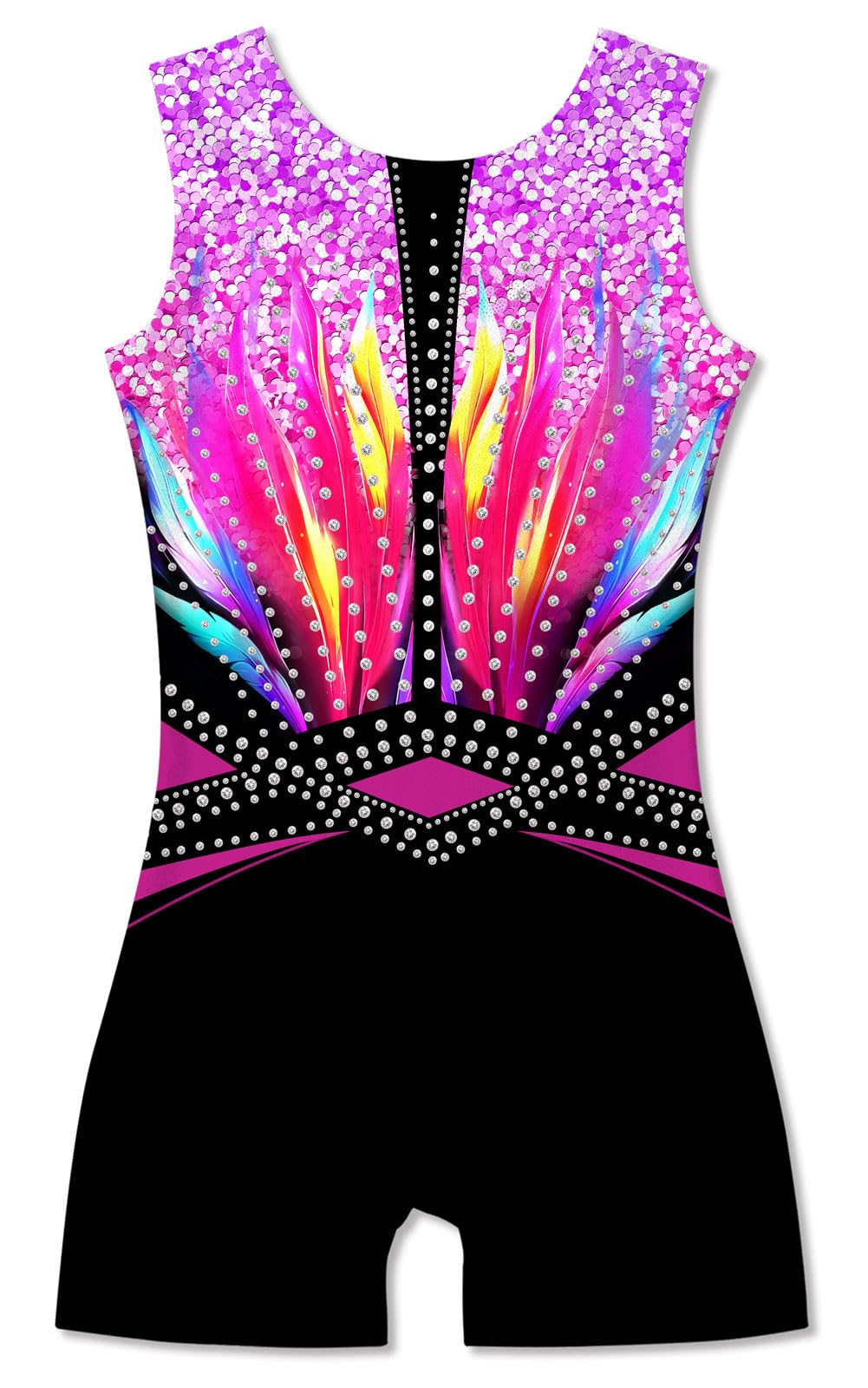 Funnycokid Gymnastics Leotards for Girls with Shorts Sparkly Kids Biketards Dance Unitard 3-10 Years