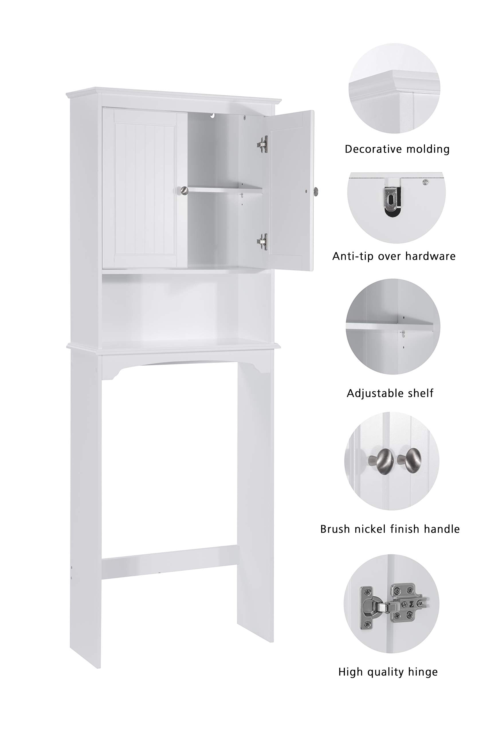 Spirich Over The Toilet Cabinet for Bathroom Storage, Above Toilet Storage Cabinet with Doors and Adjustable Shelves, Espresso