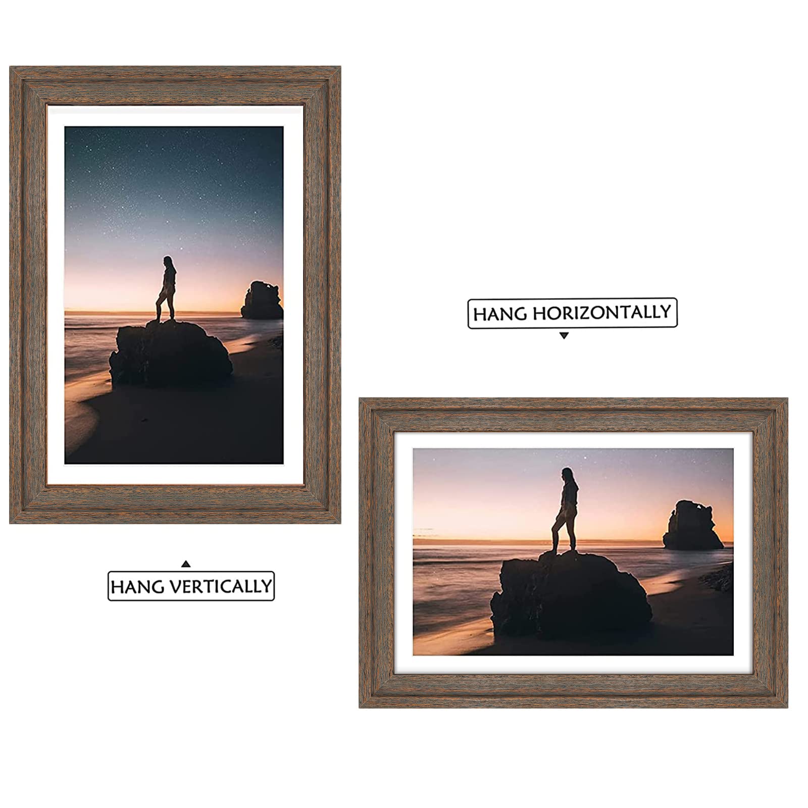 Golden State Art, 13x19 Picture Frame - Displays 11x17 Photo with Mat or 13x19 Without Mat, Wide Moulding Solid Wood Frame for Wall Display, Black