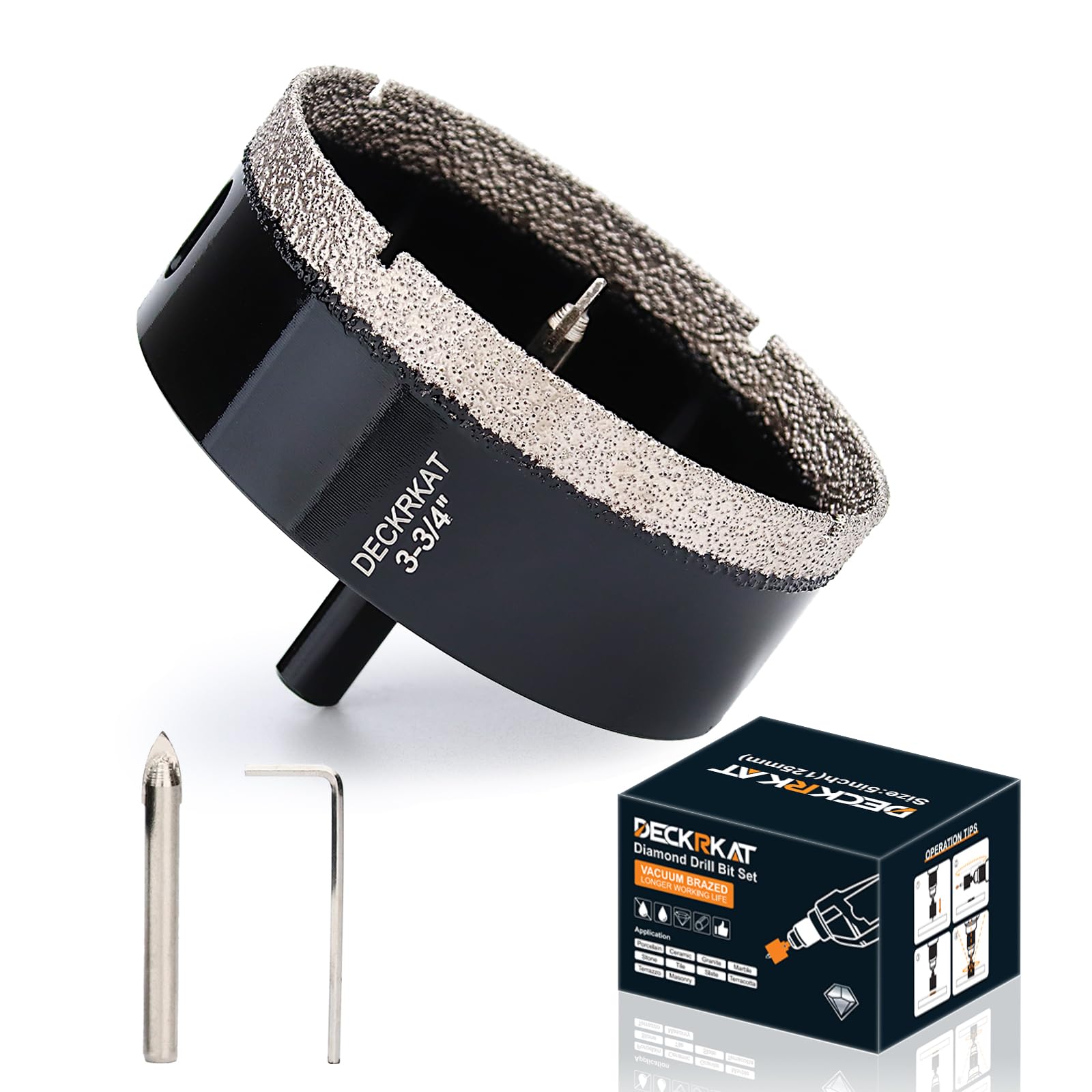 1 Inch Diamond Hole-Saw Bits with Pilot Drill Bit - 2pc 1" Diamond Tipped Tile Hole Saws with Guiding Bit Accurate Drilling for Porcelain Tile Ceramic Pottery Granite Stone Glass Bottles 25mm