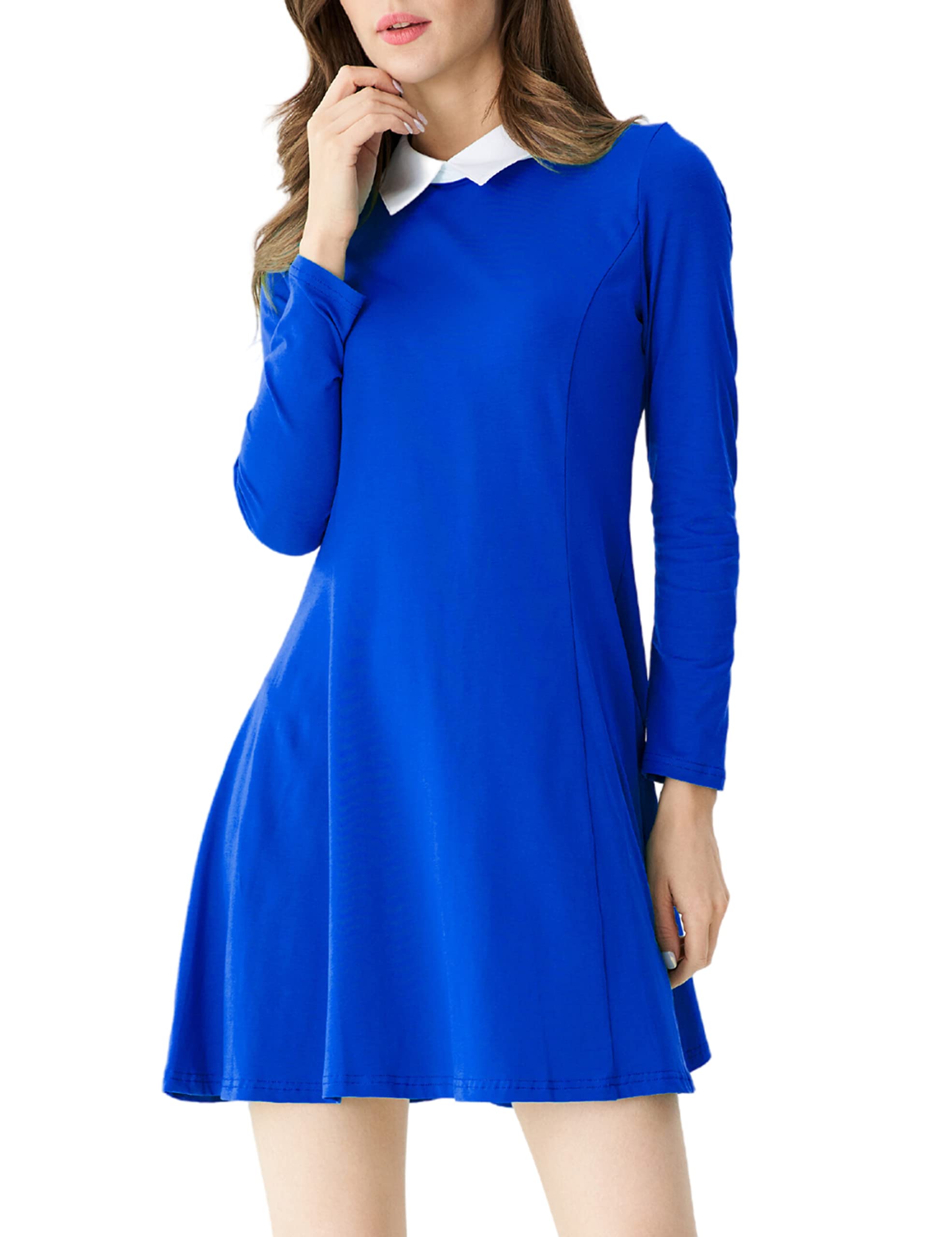 Aphratti Women's Long Sleeve Fall Dresses 2025 Casual Peter Pan Collar A Line Fit and Flare Skater Goth Dress