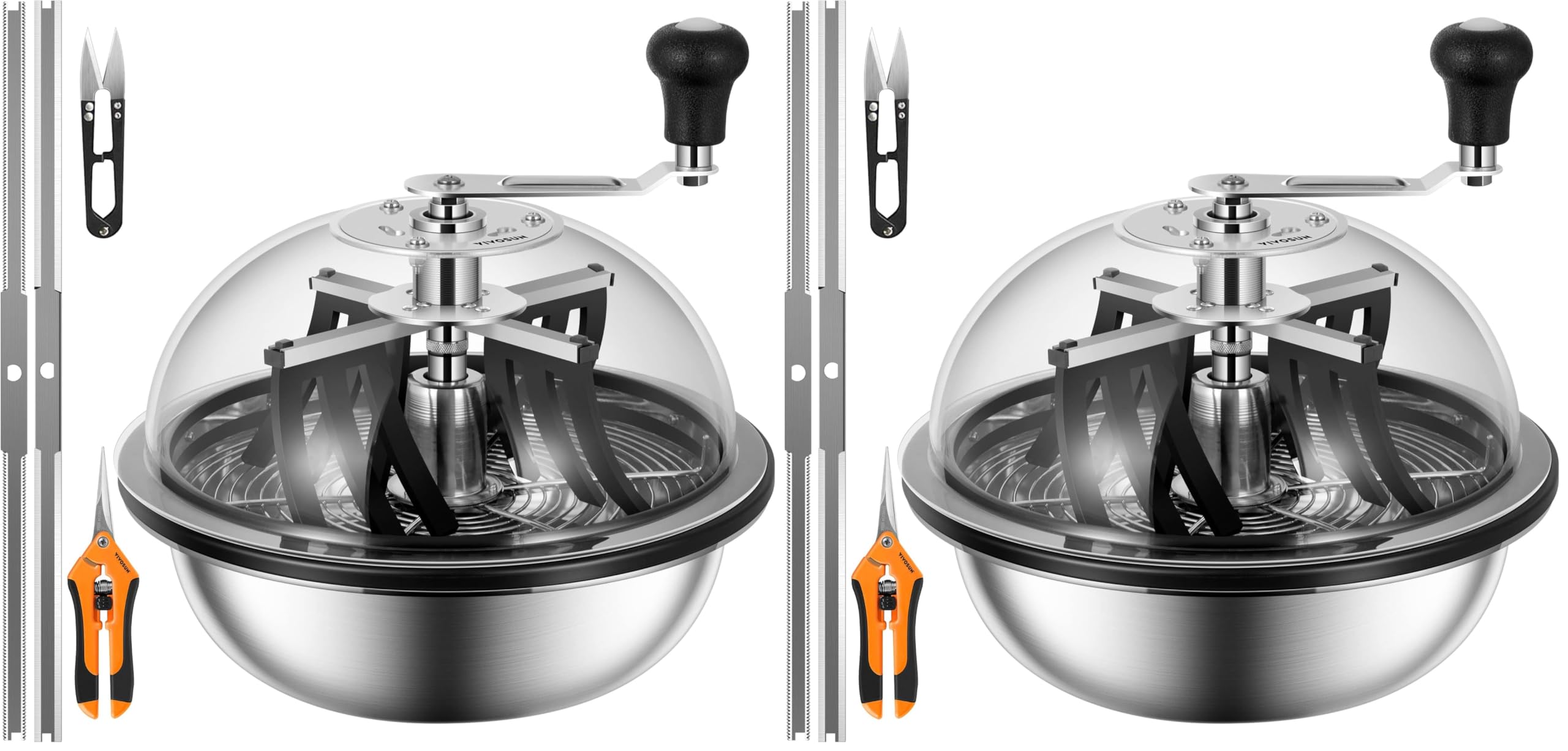 VIVOSUN 13 inch Bud Leaf Bowl Trimmer- Clear Visibility Dome, Sharp Stainless Steel Blades for Spin Cut & Solid Metal Gear Box, Hand Pruner Included (Upgraded Version)