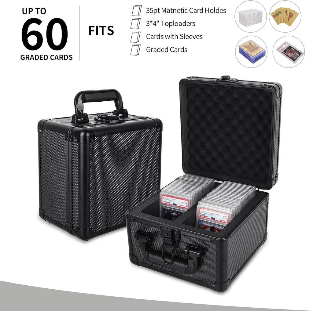 KAGSWAMO Graded Card Storage Box, Holds 60+ PSA Slab Card Case for Graded Cards Sports Cards, Baseball Trading Card Case Holder Fits PSA, CSG, BGS and Top Loaders