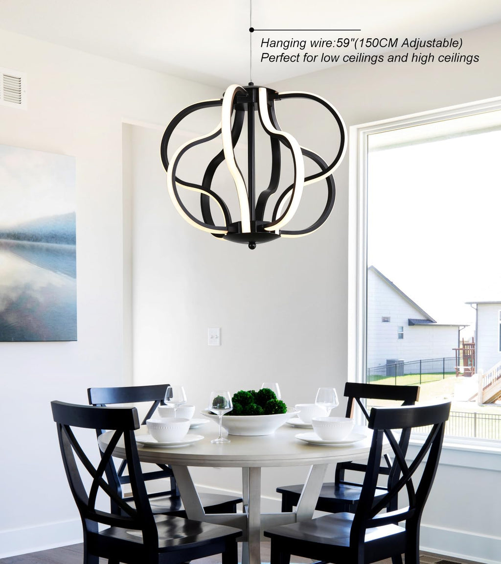 Modern Gold LED Chandelier with Remote Control, Dimmable LED Chandelier with 3 Color Temperature,8 Lights Hanging Pendant Lights for Dining Room Foyer Entryway Kitchen Living Room