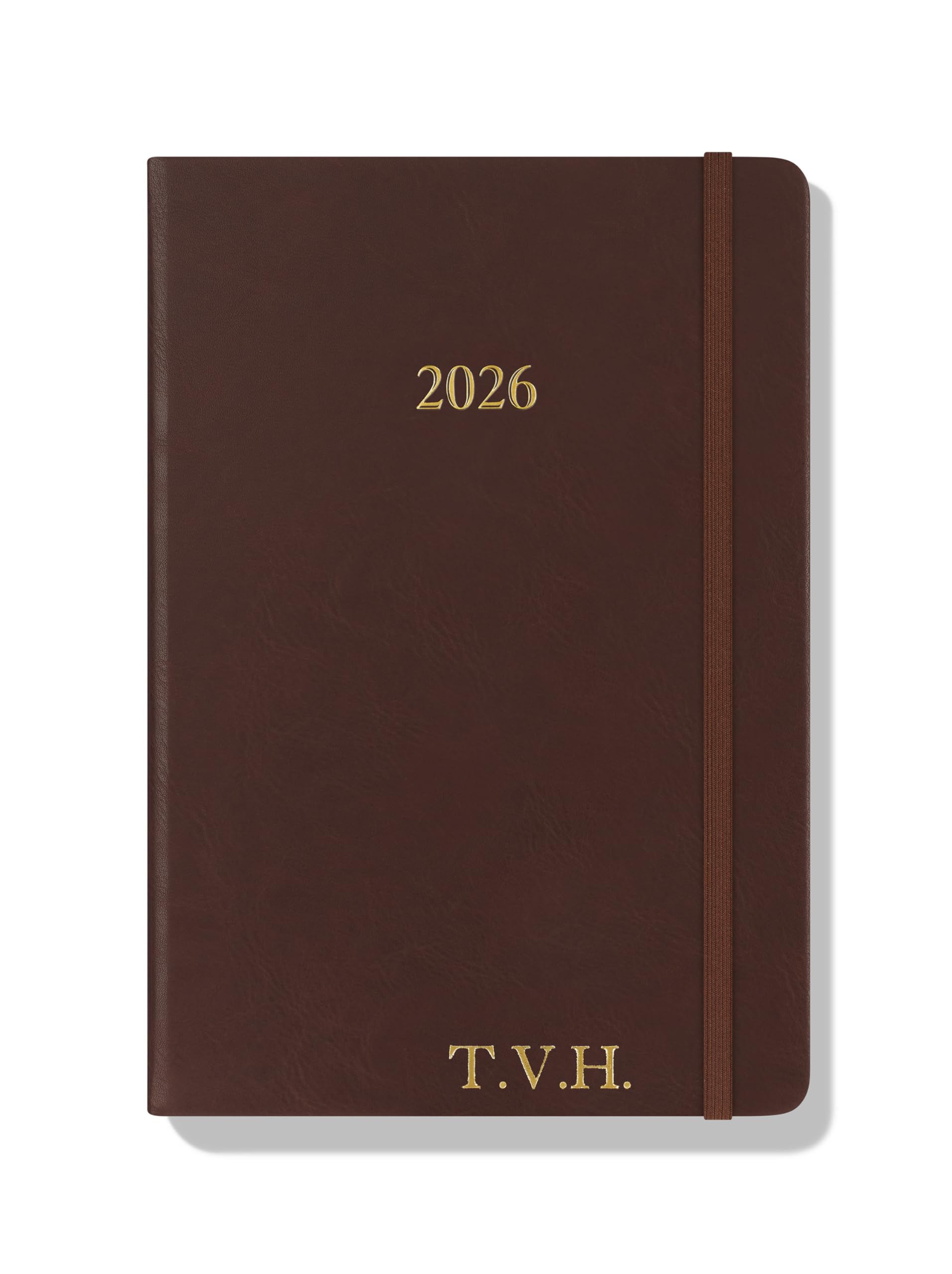 Wykeham's Executive 2026 Daily Journal Planner – US Public Holidays & Format – Customization Available (Brown, 6" x 4.5")