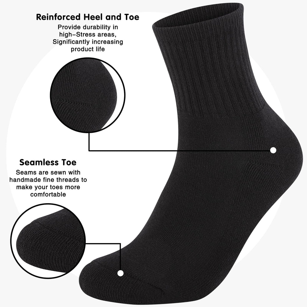 Monxiery Womens Cotton Cushioned Ankle Socks, Athletic Quarter Mini Crew Socks.