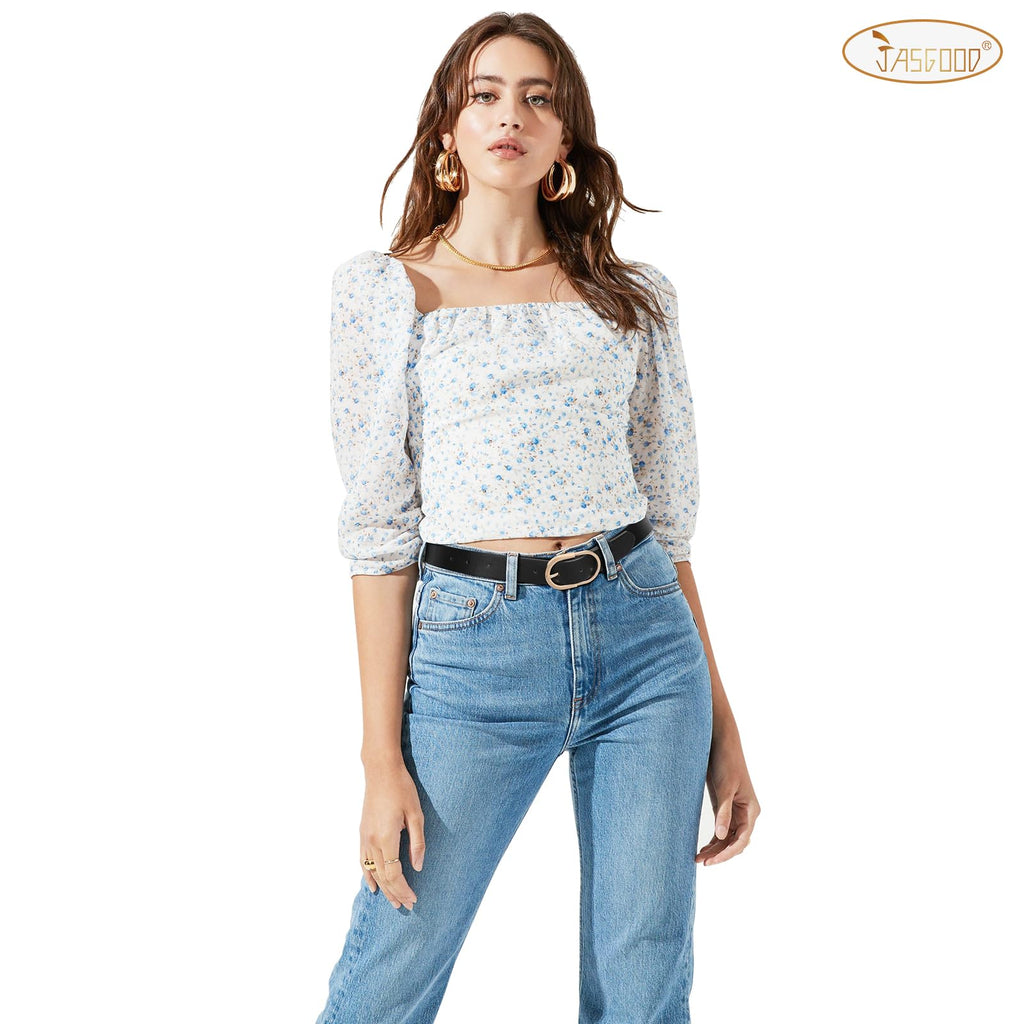JASGOOD Women’s Leather Belts for Jeans Pants Fashion Ladies Belt with Gold Buckle