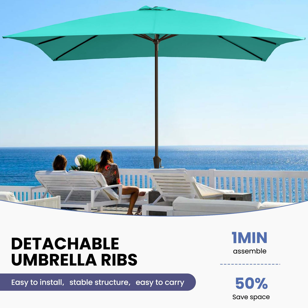 Ayge 6.5x10FT Rectangular Patio Umbrella Outdoor Table Umbrella w/Push Button Tilt & Crank Rectangle Market Umbrella UV Protection for Garden,Deck,Lawn,Yard & Pool,Beige