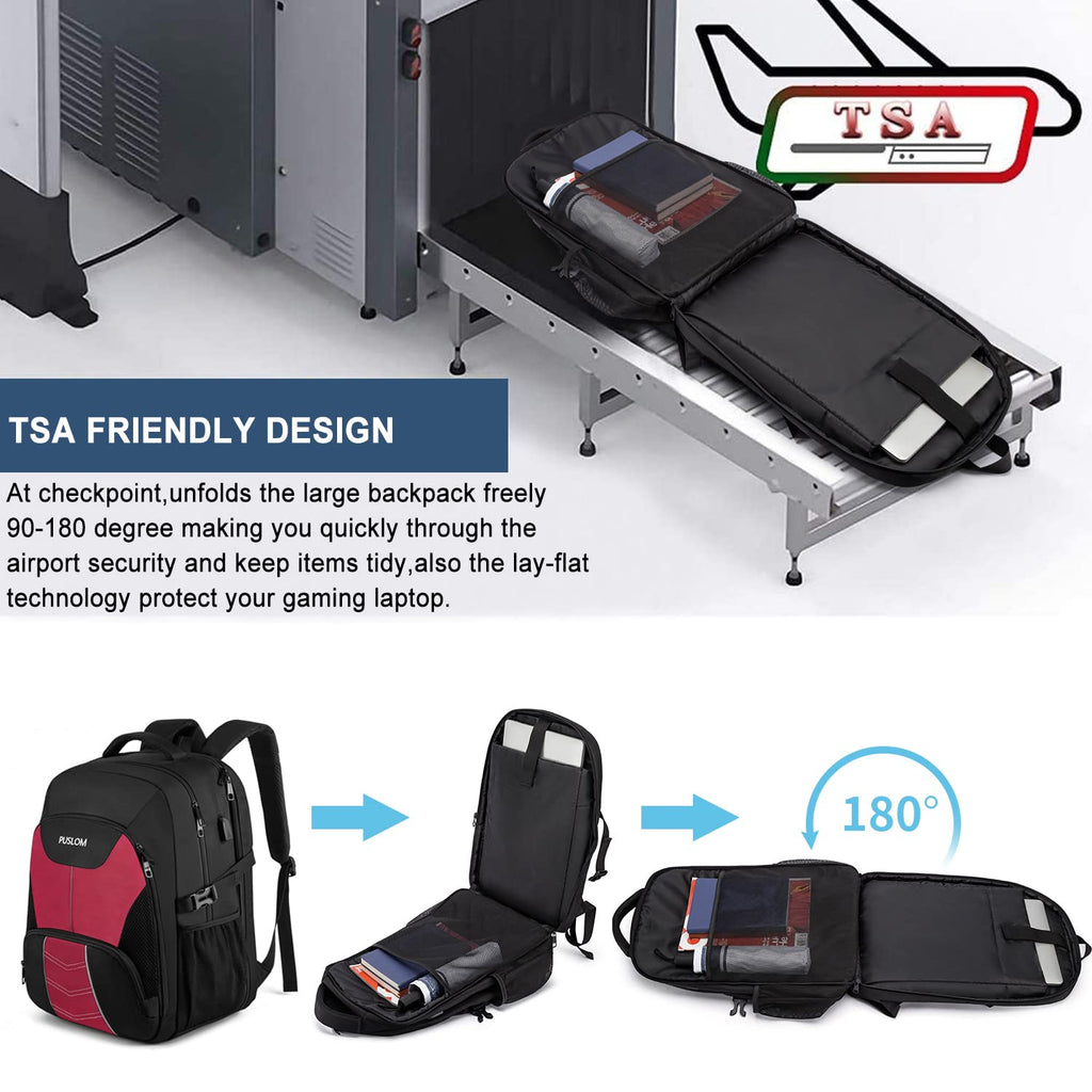 Extra Large Backpack for Men 55L,18.4Inch Travel Laptop Backpack with USB Charging Port Business Flight Approved Carry On Backpack,TSA Big Capacity Heavy Duty Computer Bag College Bookbag,Black