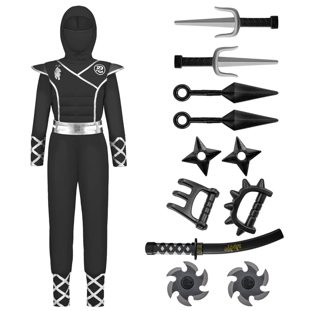 Spooktacular Creations Halloween Ninja Costume, Ninja Outfit Set for Kids, Halloween Costumes for Boys Dress Up Party