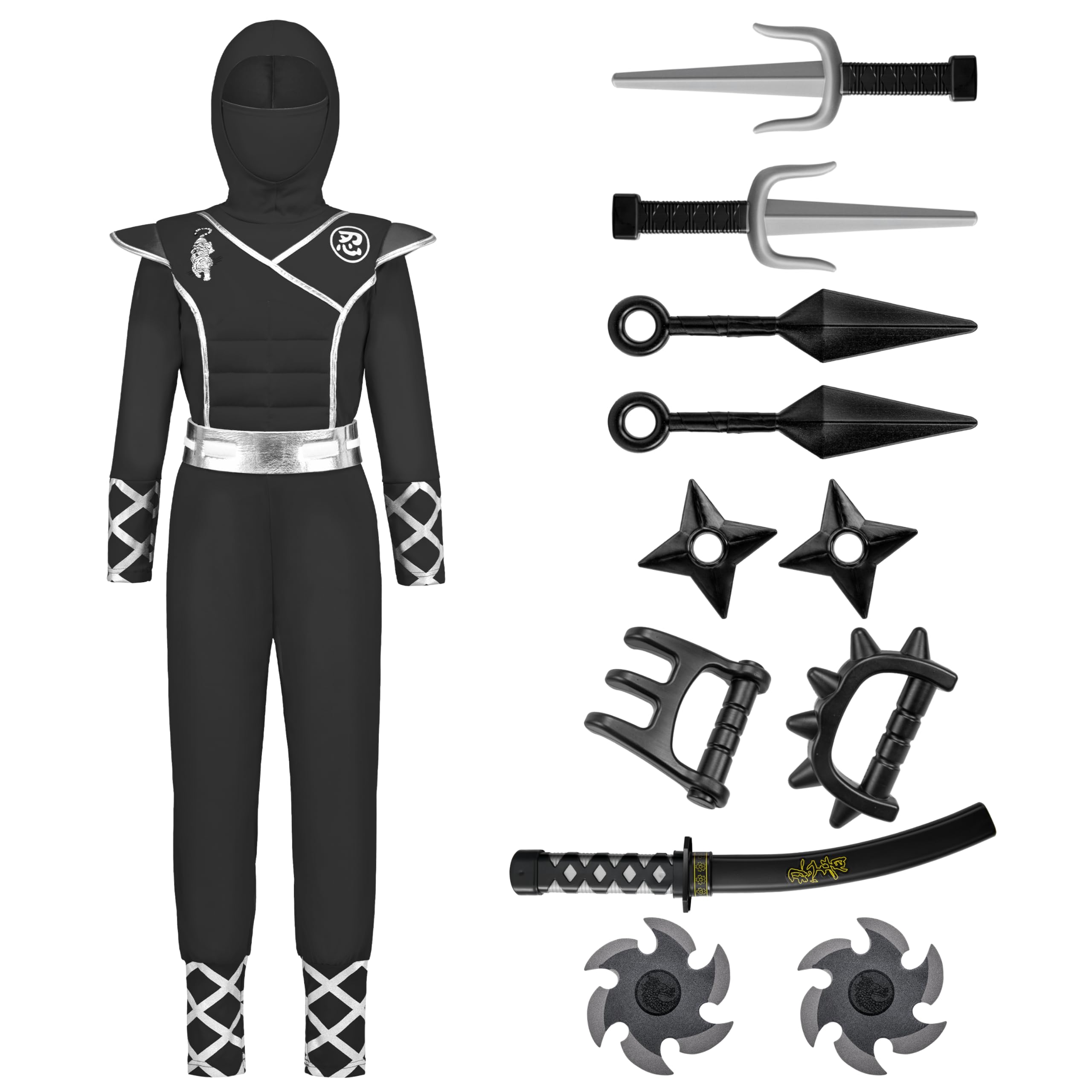 Spooktacular Creations Halloween Ninja Costume, Ninja Outfit Set for Kids, Halloween Costumes for Boys Dress Up Party