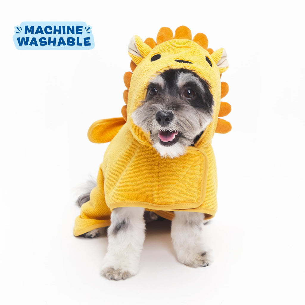 Barkbox Dog Bathrobe Fast Drying with Hook and Loop Closure & Wrap Tie Snuggle, Cute Dogs Clothes, Easy to Clean, Machine Washable, Dog Coats and Tumble Dry Low - Bunny, Medium