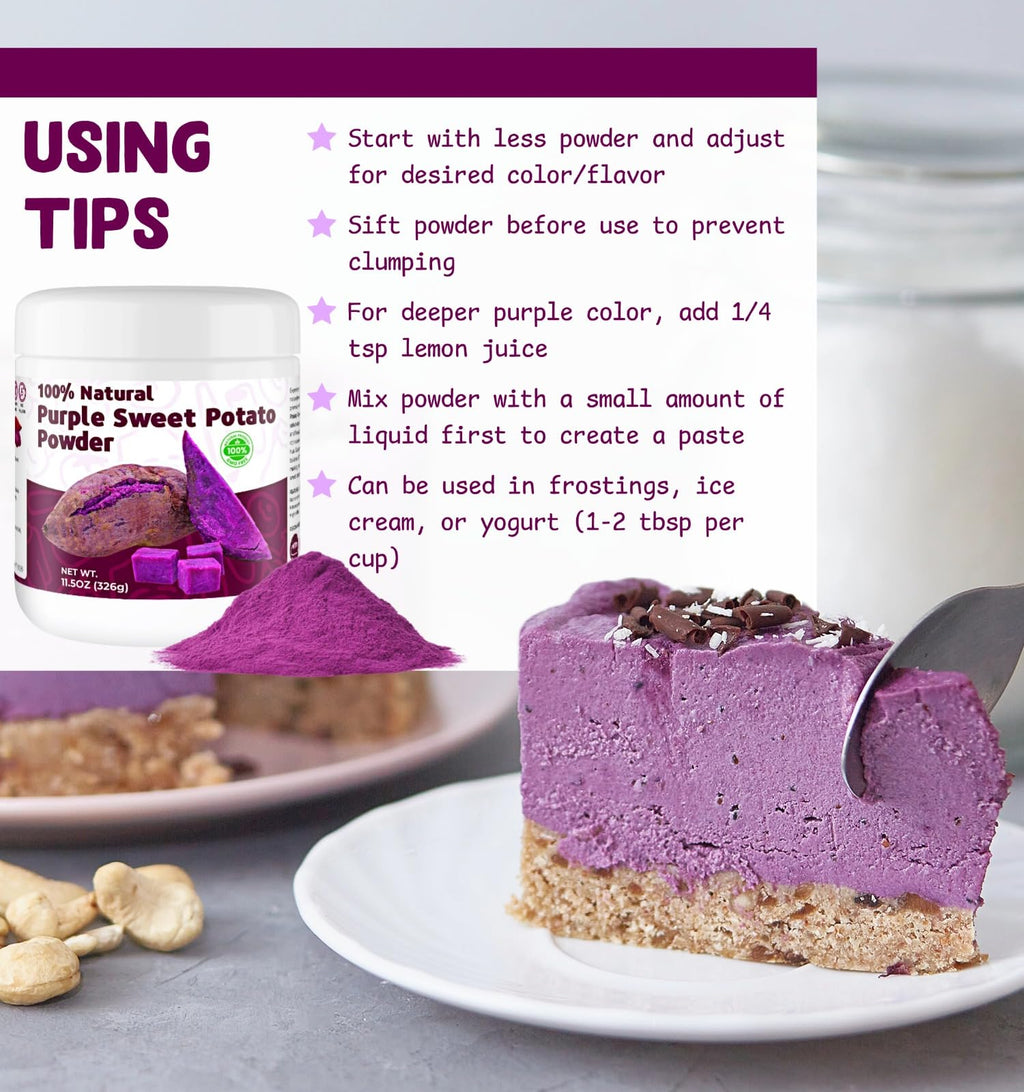 Purple Sweet Potato Powder 11.5oz (326g) - Natural Food Coloring for Baking, Drinks & Smoothies｜Ube/Purple Yam Alternative, Non-GMO, Gluten-Free, Resealable Pack