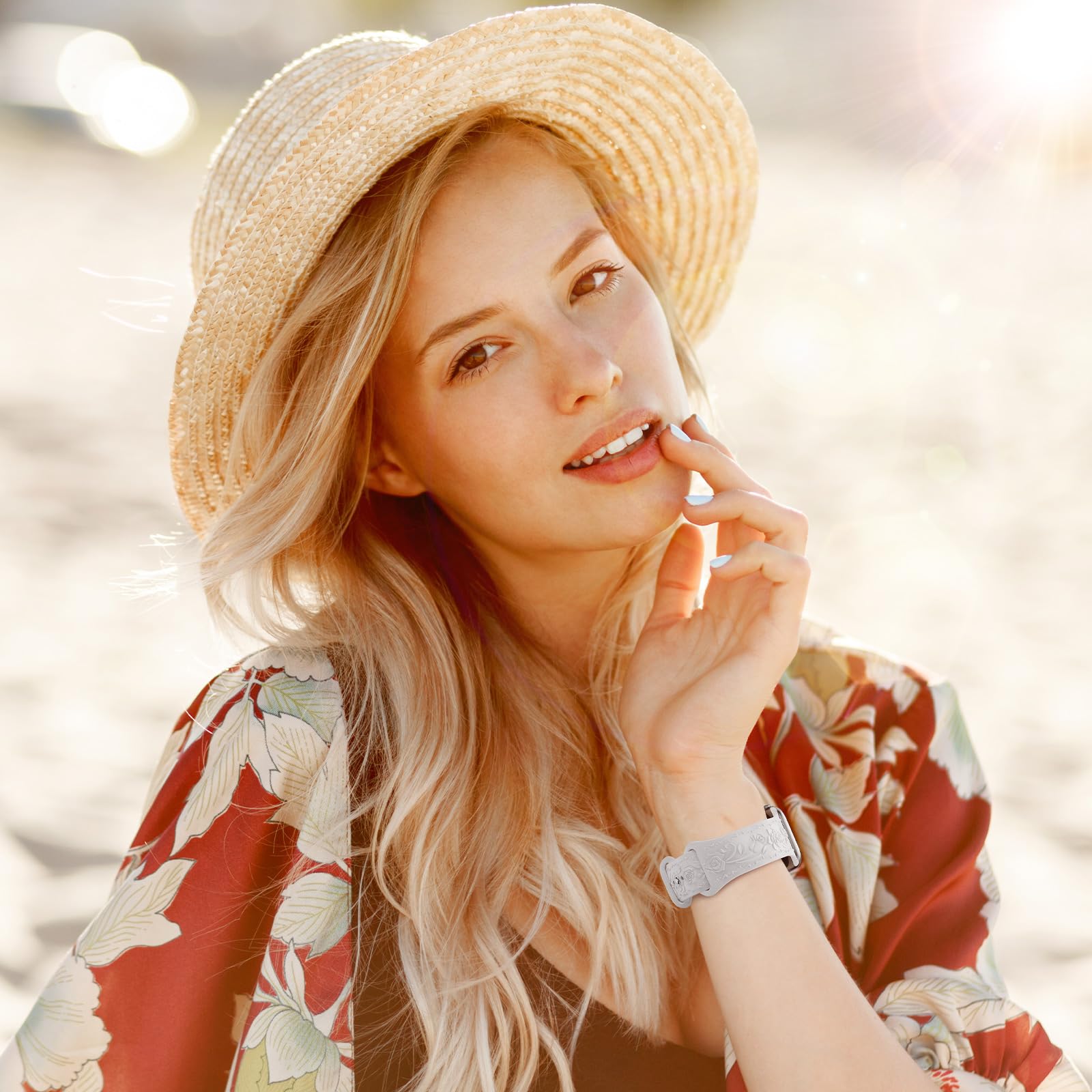 Floral Engraved Band Compatible with Apple Watch Band 40mm 41mm 38mm 42mm 44mm 45mm 46mm 49mm Women, Soft Silicone Cute Embossed Flower Strap for iWatch Band Series SE Ultra 11 10 9 8 7 6 5 4 3 2 1