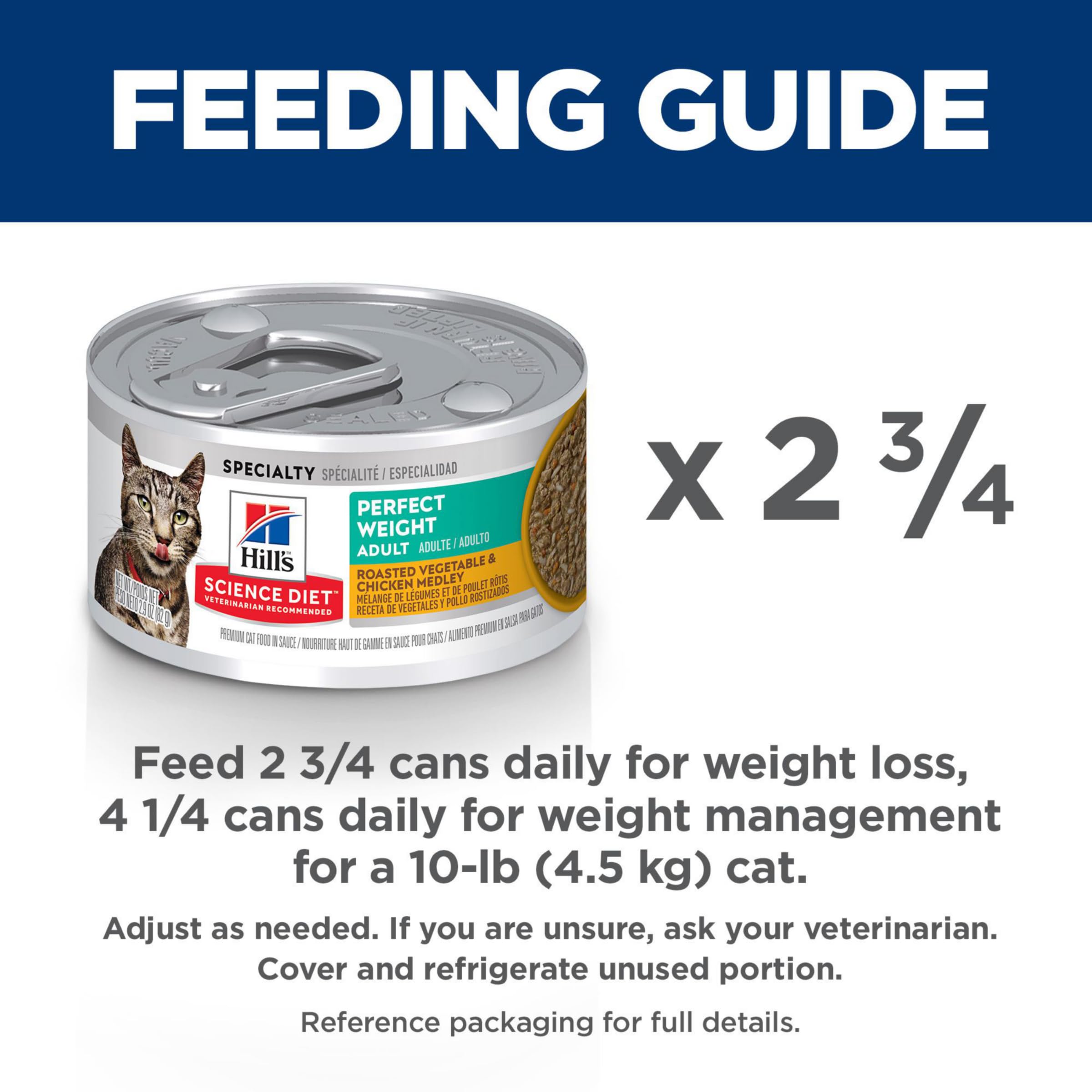 Hill's Science Diet Adult Perfect Weight Wet Cat Food, Roasted Vegetable & Chicken, 2.9 oz. Cans, 24-Pack