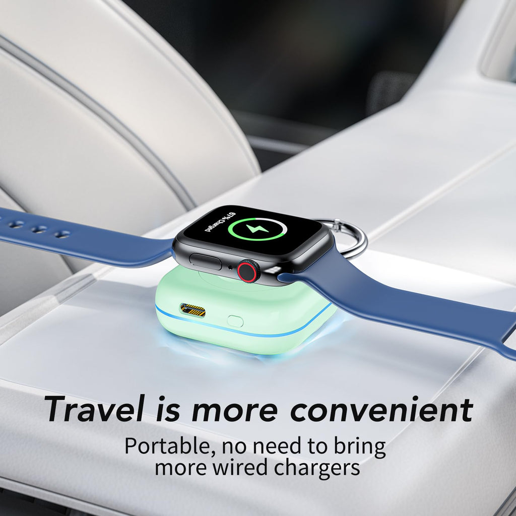 HUOTO Portable Charger for Apple Watch,Wireless Magnetic iWatch Charger 1200mAh Power Bank Travel Keychain Accessories Smart Chargers for Apple Watch Series 11/10/9/8/7/6/SE/5/4/3/2/1/UItra/UItra 2