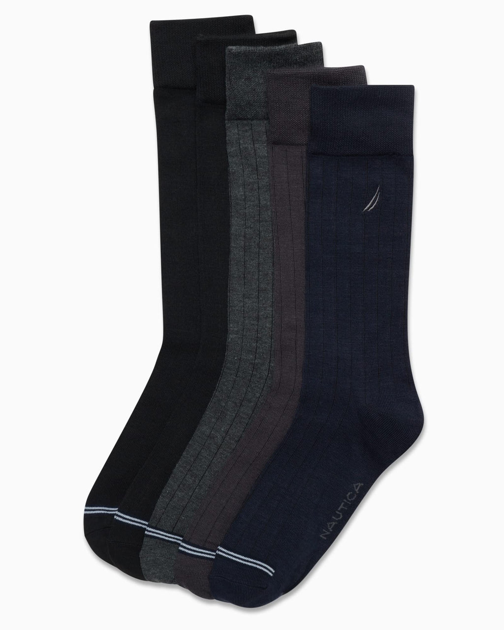 Nautica Mens Dress Socks - 5 Pack Breathable Comfort Stretch Crew-Length Work Socks for Men for Business Formal Wear (6-12.5)