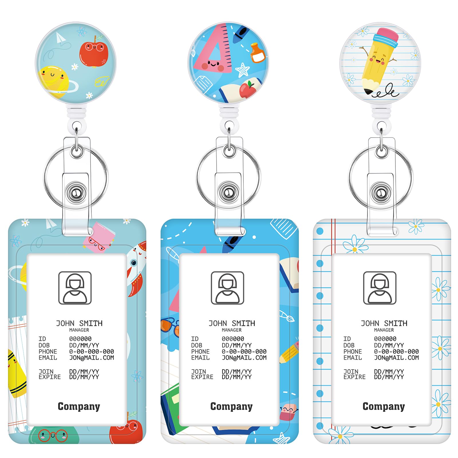 3 Set Badge Holder Retractable Reel Bloom ID Badge Holders with Clip Cute Name Badge Holders for Teacher Nurse Doctor Student Office Workers