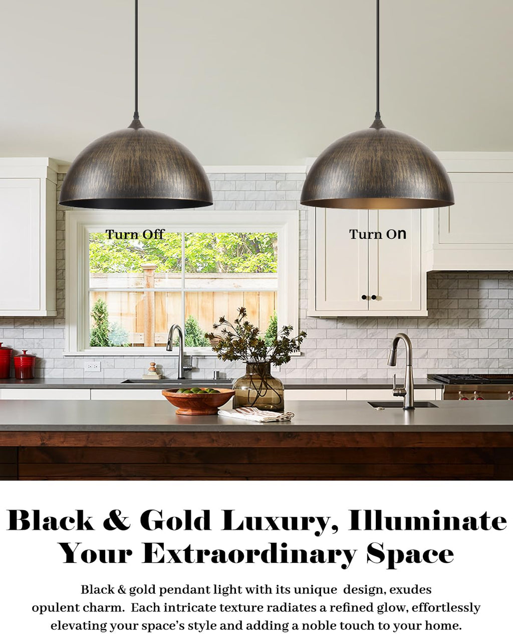 White Pendant Lights, 11.8 inch Pendant Lights Kitchen Island, Farmhouse Pendant Light Fixtures (White Inside), Industrial Pendant Lighting for Dining Room, Bedroom, Hallway (1 Pack)
