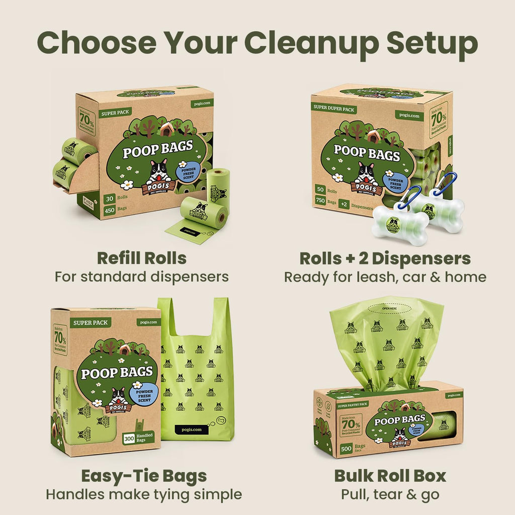 Pogi’s Dog Poop Bags – Leak-Proof & Extra Thick Pet Waste Bags (Fresh Scent, 10 Rolls, 150-Count)