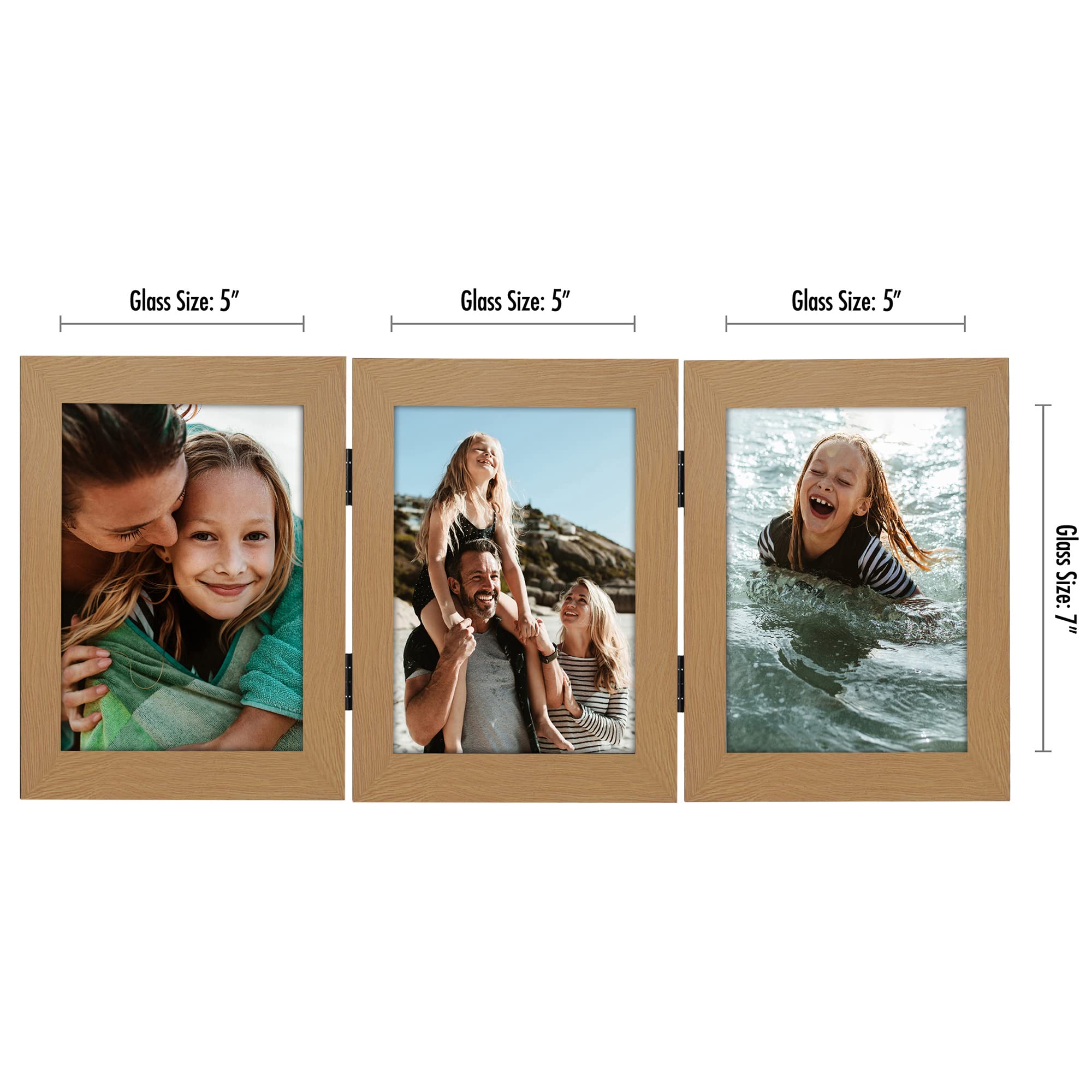 Americanflat Hinged 4x6 Picture Frame with Shatter-Resistant Glass - Double Picture Frames with Engineered Wood - Signature Collection - Photo Frame for Tabletop Display - Black