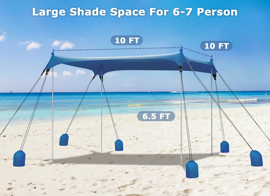 Gorich Beach Tent Sun Shelter with 8 Sandbags, UPF50+ Protection & Windproof Pop Up Beach Canopy Tent Sun Shade for Family, Travel & Camping, Easy Setup Canopy Umbrella