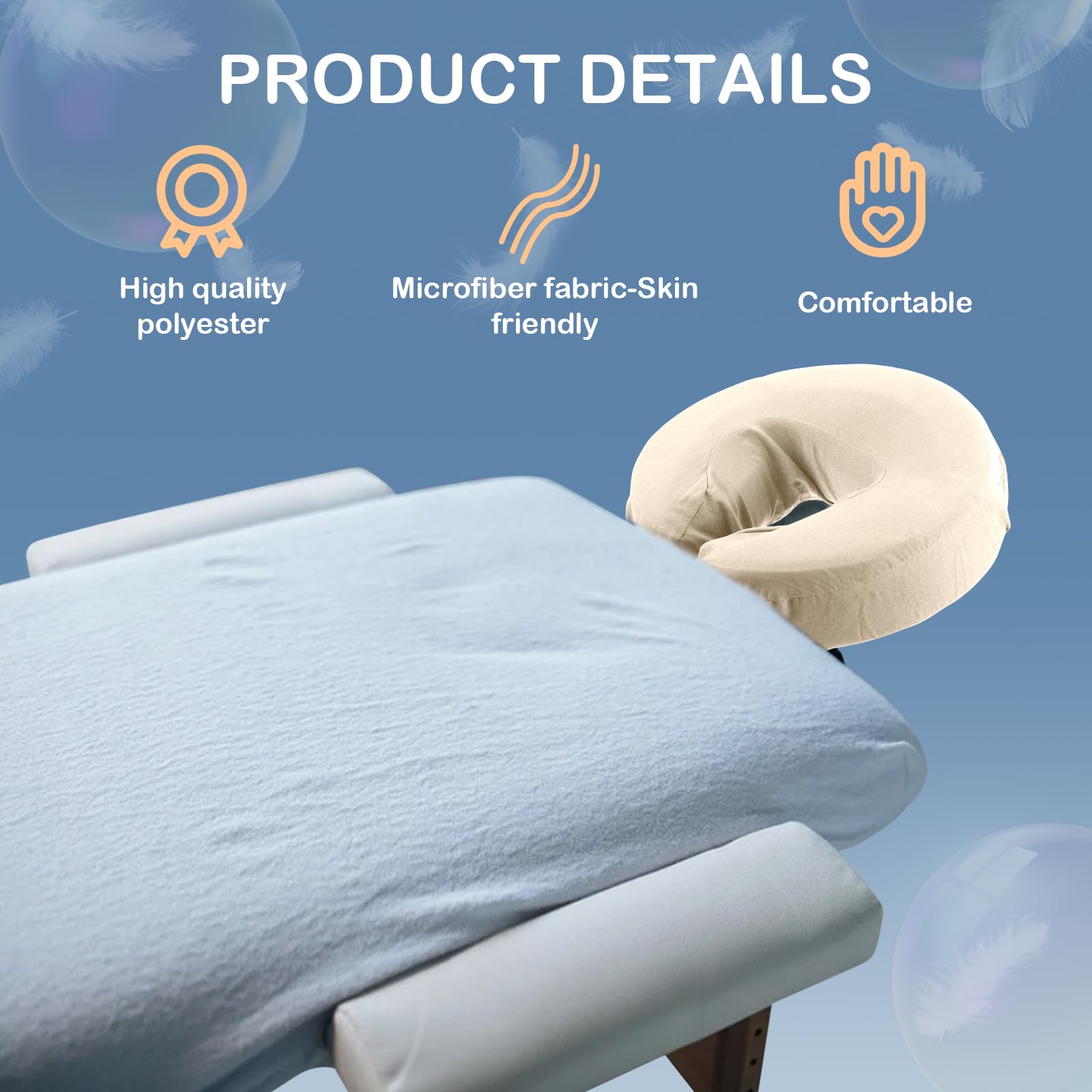 Macarrie 24 Pcs Face Cradle Covers for Massage Table Microfiber Reusable Soft Thicker Massage Table Headrest Covers Bulk Oil Proof Cradle Head Rest Sheets for Spa Beauty Salons(Beige)