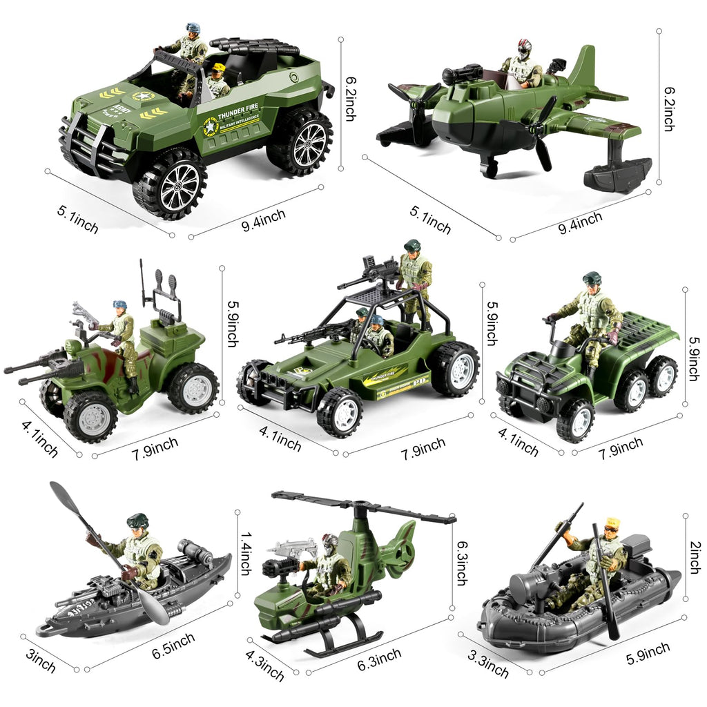 56-in-1 Army Men Toys for Boys 4-7 6-8 8-12, Military Truck/Helicopter/Kayak Boat/Motorcycle/Army Men Action Figures/Weapon Gears, Army Toys for Boys Kids Birthday Gifts Party Favors
