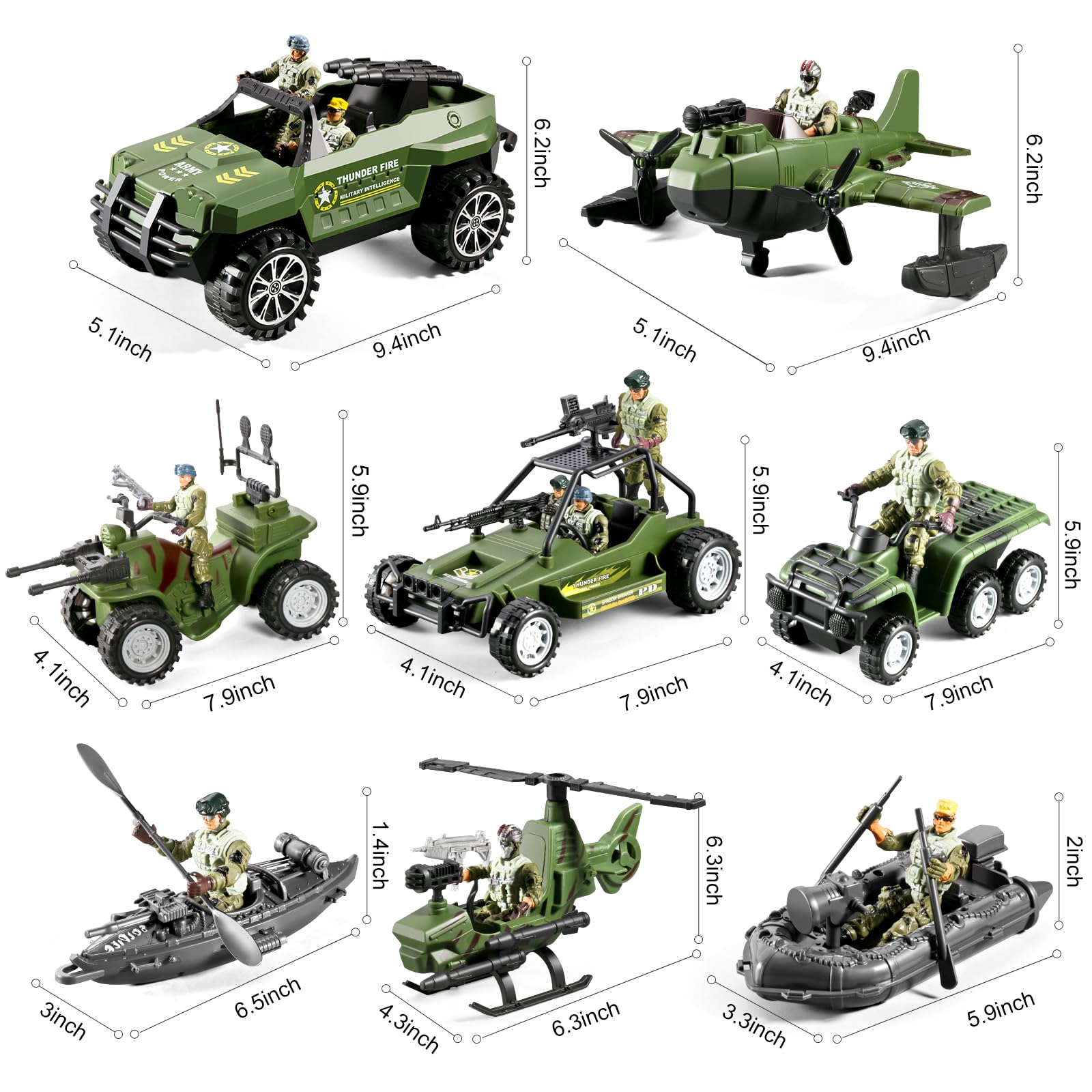 56-in-1 Army Men Toys for Boys 4-7 6-8 8-12, Military Truck/Helicopter/Kayak Boat/Motorcycle/Army Men Action Figures/Weapon Gears, Army Toys for Boys Kids Birthday Gifts Party Favors