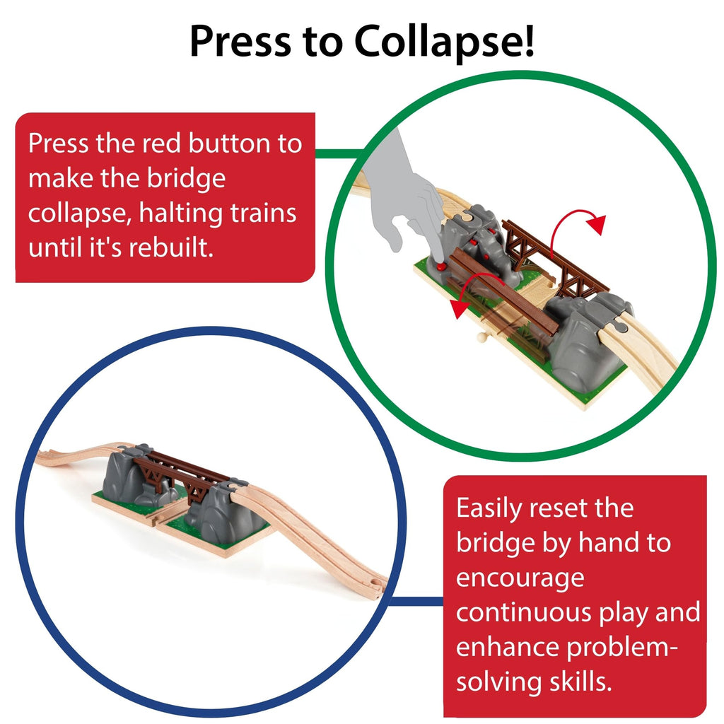 BRIO World Collapsing Bridge for Wooden Train Set - 3-Piece Accessory - FSC-Certified - Compatible with BRIO Railway and Train Track Sets - Encourages Fun Creativity - Kids Ages 3 & Up