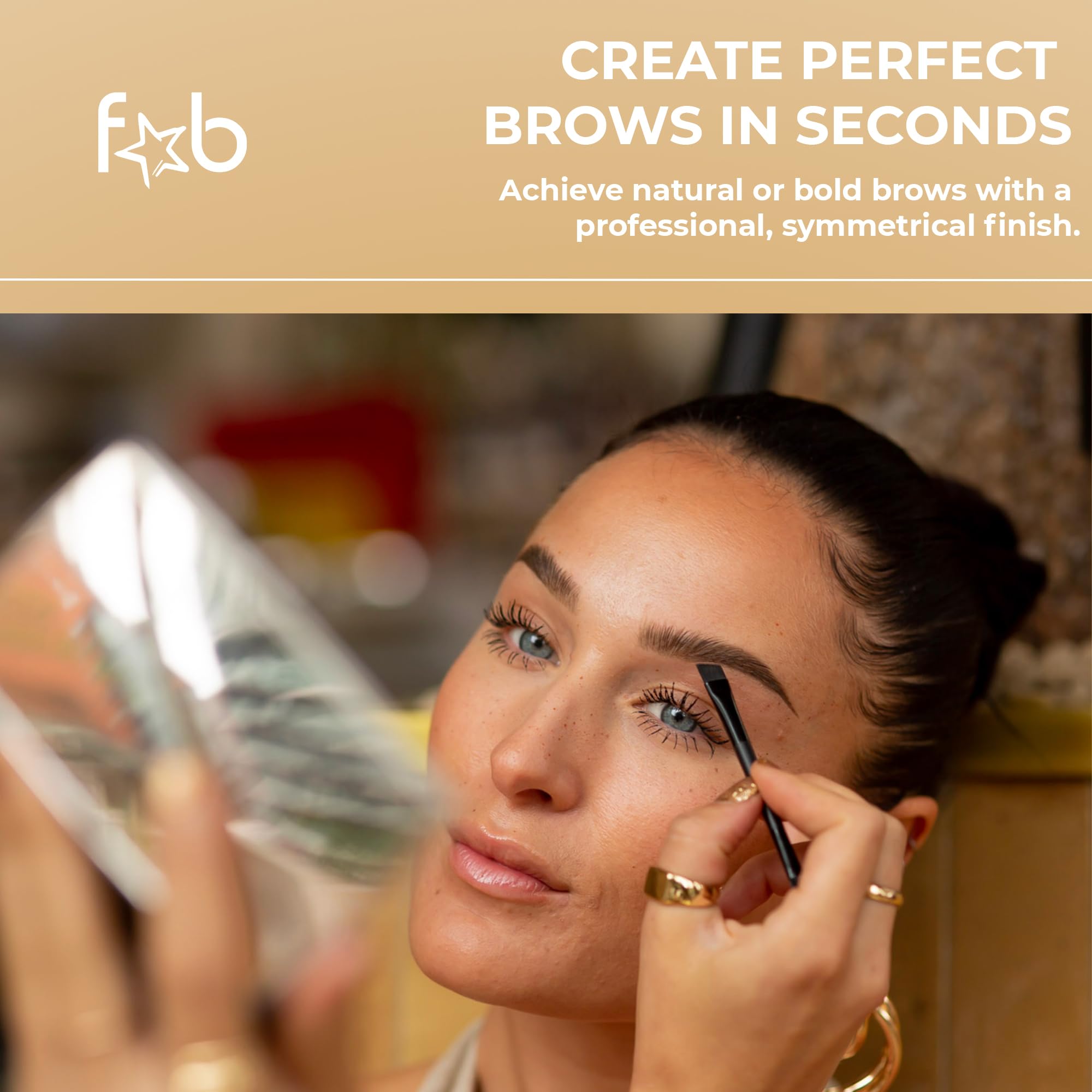 Fab Brows Duo Eyebrow Kit, Ultimate Brow Stencil Kit with Compact Powder Mirror and Eyebrow Shaper, Waterproof Eyebrow Makeup Kit Contour Palette, Eyebrow Cosmetics, (Dark Brown/Chocolate Brown)